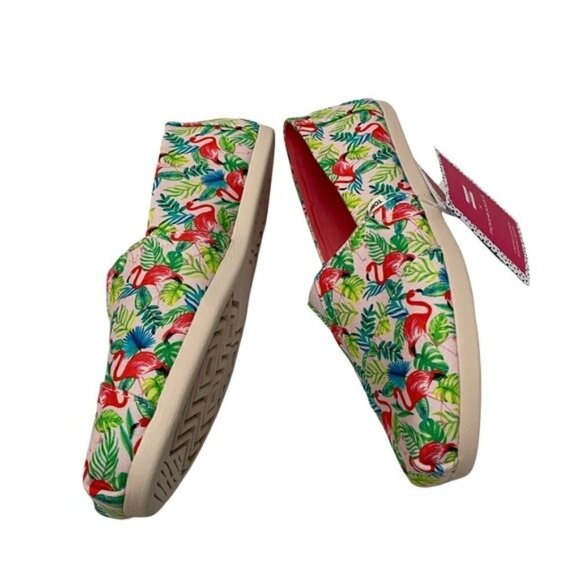 NIB Toms x Paper Source Alpargata Slip-On Sz 9 Pink Flamingos - Picture 9 of 13